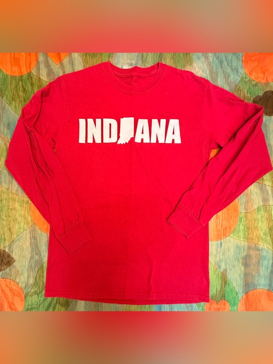 Other - Indiana University IU Hoosiers Cotton Red Shirt Size Medium State Shape Pullover
